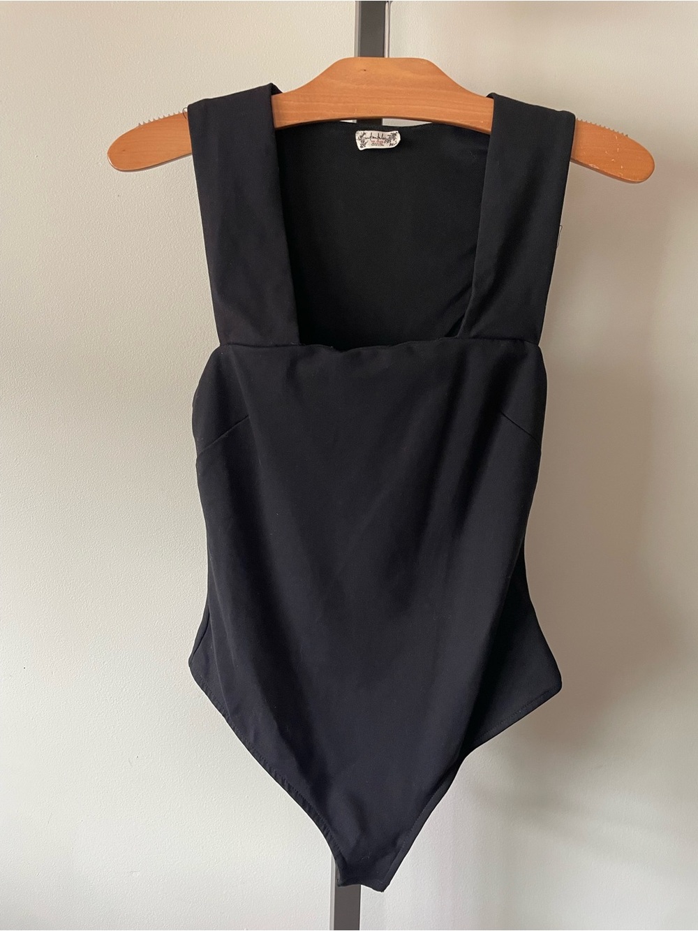 Intimately Free People Bodysuit Black Thick Straps Square Neck Size XS